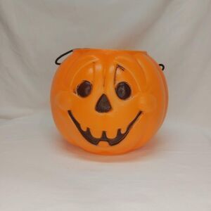 Vtg Norfolk Halloween Pumpkin Blow Mold Pail Bucket Trick-or-treat Made In USA
